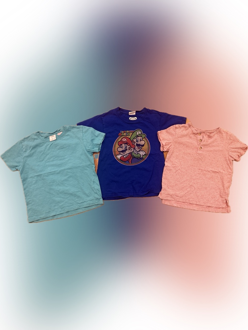 Nintendo Kids Short Sleeve Tee Trio with Blue Mario Graphic